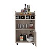 NicBex 2 Shelves Rolling Kitchen Island Cart with 1 Cabinet and 4 Bottle Rack,Kitchen Island on Wheels with Storage,Island Table for Kitchen,Beige - 2 of 3
