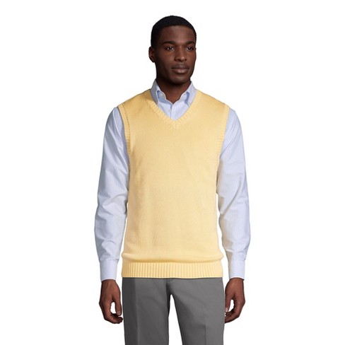 Lands' End School Uniform Men's Cotton Modal Sweater Vest - Medium - Maize