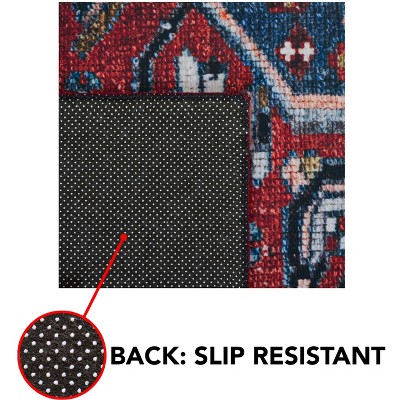 Tucson 3' x 5' Blue and Rust Machine Washable Area Rug