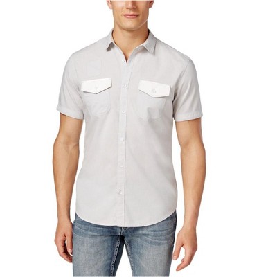 I.N.C International Concepts Mens Multi-Pocket Button Up Shirt, Grey, XX-Large