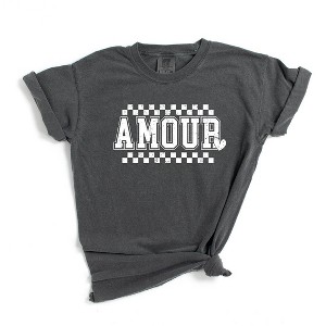 Simply Sage Market Women's Amour Distressed Checkered  Short Sleeve Garment Dyed Tee - 1 of 3