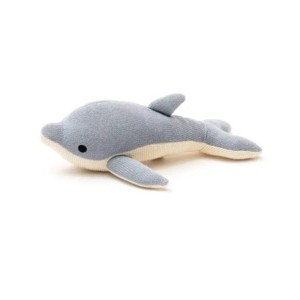 TopComfy Baby and Toddler Learning Toys Knitted Stuffed Dolphin Soft Toy Soft Belly Filling Room Decor Baby Toy Ocean Toy For Kids, Blue, 17"*11"*2" - 1 of 4
