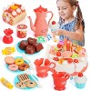 Skirfy 82 PCS Birthday Cake Toys Set, Pretend Play Tea Party Dessert Set with Light & Cutting Food Chocolate, Fruit Decor, Candle, Pink - 3 of 4