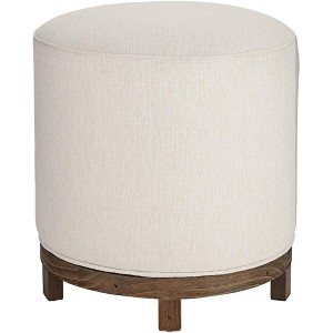 55 Downing Street Daniel Wood Swivel Dining Stool Brown 22" High Modern Zeus Pearl Fabric Cushion for Kitchen Counter Island Home - 1 of 4