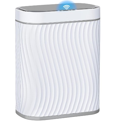 Bathroom Small Trash Can with Automatic Touchless Lid, 2.6 Gallon Smart Garbage Can Narrow Waterproof Trash Bin for Bedroom, Office