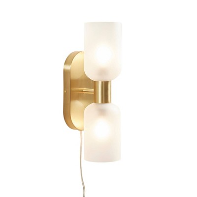 Gold Frosted Glass Double Tube Wall Sconce