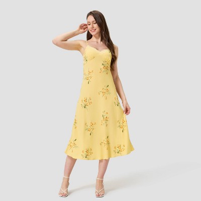Женские платья A New Day Women's Lace Trim Midi Sundress - A New Day™ Yellow Floral XS — фото 3