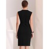 INSPIRE CHIC Women's Sleeveless V Neck Business Office Belt Pencil Dresses - 3 of 4