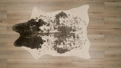 Tufted Grey Mix Faux Cowhide Rectangular Rug 5' x 7'
