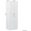 TIRAMISUBEST High Wardrobe Kitchen Cabinet with 2 Doors 3 Partitions 4 Storage Spaces - Mobile Lateral Filing Cabinet Locking Wheels Adjustable Shelf - 2 of 4
