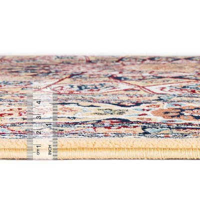 Elegant Tan Round Synthetic Indoor Rug with Traditional Persian Design