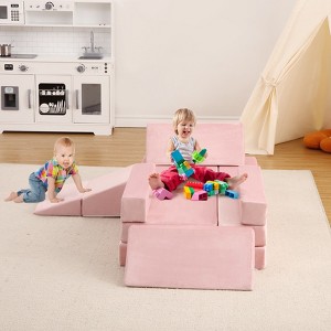 12pcs Modular Kids Play Couch, Boys Girls Toddler Child Sofa Couch, Versatile Kid DIY Creativing Playroom Bedroom, Convertible Foam & Floor Cushion - 1 of 4