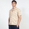 Campus Sutra Men Men's Beige Embroidered Geometric-Lined Shirt - 3 of 4