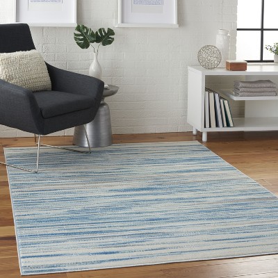 Hand-knotted Blue Synthetic Rectangular 6' x 9' Area Rug