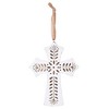 Dicksons Raised Floral Detain Cross with Burlap Hanger, White Wash/Brown 6.25 x 4.75 Inch Resin Wall Art Plaque - 2 of 2