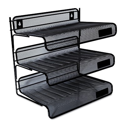 UNIVERSAL Mesh Three-Tier Desk Shelf Letter Black 20006