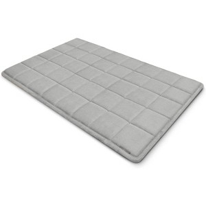 MICRODRY SoftLux Embroidered Squares Memory Foam Bath Mat/Runner with Skid Resistant Base - 1 of 3