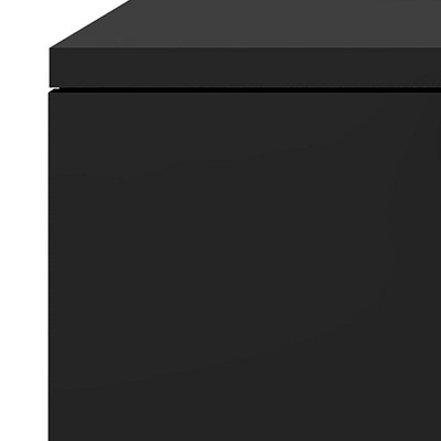 Matte Black Wood 2-Drawer Nightstand with Silver Pulls