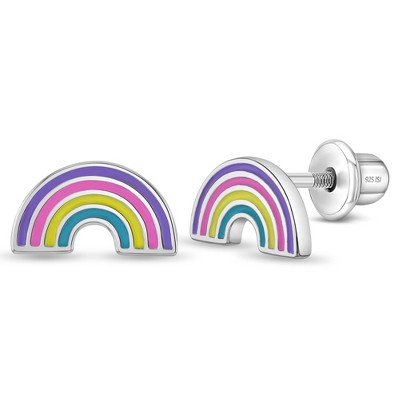 Girls' Magical Rainbow Screw Back Sterling Silver Earrings - In Season Jewelry
