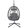 TiramisuBest Wicker Hanging Egg Chair with Stand – Indoor/Outdoor Swing Hammock Chair for Bedroom/Living Room/Balcony (Beige) - 3 of 4