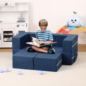 3pcs Kids Couch Toddler Couch, Modular Kids Play Couch for Playroom Convertible Sofa Foam Play Couch, Removable Cover - 1 of 4