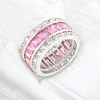 Slickblue Stylish Triple Row Pink Eternity Ring with Emerald Cut Cubic Zirconia – Sizes 5 to 11 - 2 of 3