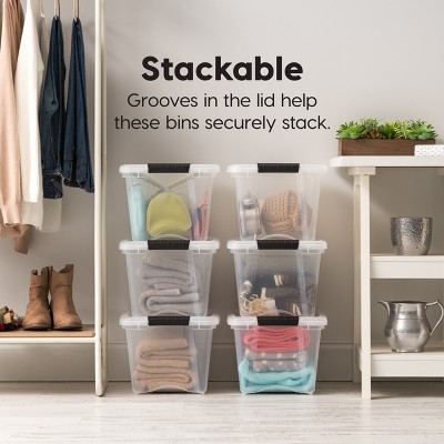 Clear Stackable Plastic Storage Bins with Lids, 19 Qt, 6 Pack