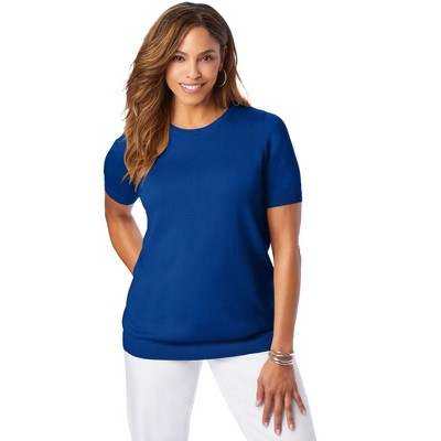Jessica London Women's Plus Size Fine Gauge Crewneck Shell