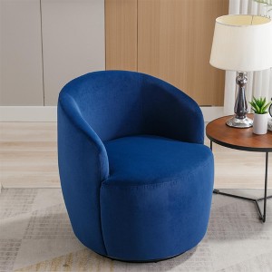 25.6"Swivel Accent 360°Swivel  Armchair Barrel Chair With Black Powder Coating Metal Ring，White+Velvet - 1 of 4