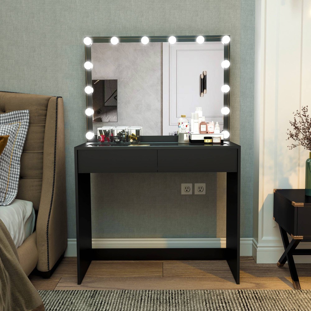 Photos - Bedroom Set Claire Lighted Makeup Vanity Black - Boahaus