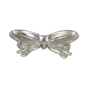 HomeRoots 6" Silver Cast Iron Butterfly Handmade Trinket Tray - 1 of 4