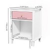 QingMoon Modern Nightstand, with Open Storage Shelf, Wood End Side Table Toddler Nightstand, for Bedroom Living Room - 3 of 4