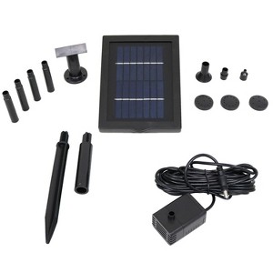 Sunnydaze Outdoor 1.3 Watt Solar Pump and Panel Bird Bath Fountain Kit with 5 Spray Heads - 40 GPH - 24" - 1 of 3