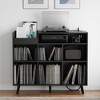 MOEPISY Large Record Player Stand, Vinyl Storage Cabinet Mid Century Modern Turntable Stand Black - 2 of 4