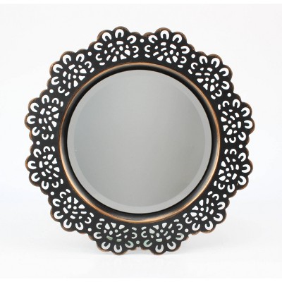 12.5" Floral Metal Lace Wall Mirror Brass - Stonebriar Collection