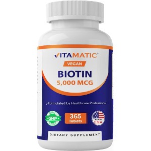 Biotin 5000mcg - 365 Vegan Tablets - 1 of 4