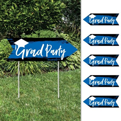 Big Dot of Happiness Blue Grad - Best is Yet to Come - Arrow Royal Blue Graduation Party Direction Signs - Double Sided Outdoor Yard Signs - Set of 6