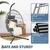 Egg Chair Outdoor with Stand, Indoor Outdoor Wicker Hanging Egg Chair Swing with Cushion, 350 Lbs Weight Capacity, for Patio, Bedroom, Balcony, Grey - 4 of 4