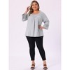 Agnes Orinda Women's Plus Size Plain Cut-Out Gathered Patchwork Long Sleeve T-Shirt - 3 of 4