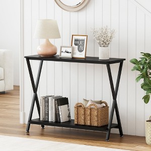 Jojoka Narrow Sofa Table, Entryway Console Table with Storage Shelf and Metal Frame,Behind Couch Table Industrial Hallway Table for Living Room,Foyer - 1 of 4