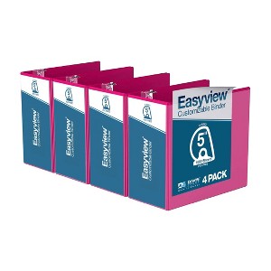 Davis Group 4pk 5" Premium Economy Angled D-Ring Binder Pink: Easyview, 700 Sheet Capacity, Hard Cover, 2 Pockets - 1 of 4