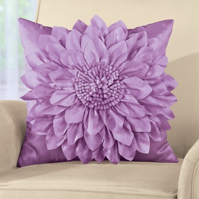 Lilac Polyester 3D Bloom Floral Pillow Cover 17" x 17"