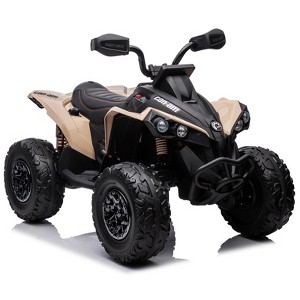 12V Kids ATV, Ride on Toy Car Bombardier Licensed BRP Can-am 4 Wheeler Quad Electric Vehicle, w/LED Lights - 1 of 4