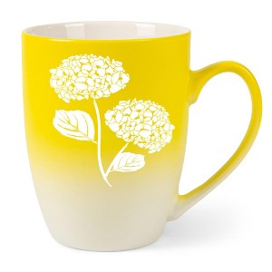Elanze Designs Botanical Floral Nature Coffee Cup Mug 12 Ounce Ceramic With Ombre Gradient Elegant Minimalist Hydrangea Flower Silhouette Yellow and - 1 of 4