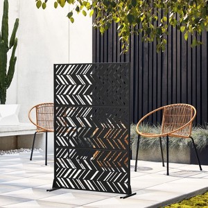 Wooakway 72 in. H x 47 in. W Outdoor Rectangle Metal Privacy Screen Garden Fence Panel Freestanding Patio Decorative Screen for Yard - 1 of 4