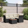 vidaXL 5 Piece Patio Sofa Set with Cushions Black Poly Rattan - Black and Cream - 2 of 4