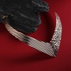 Women's Ribbed Statement Necklace - Antique Gold - 3 of 4