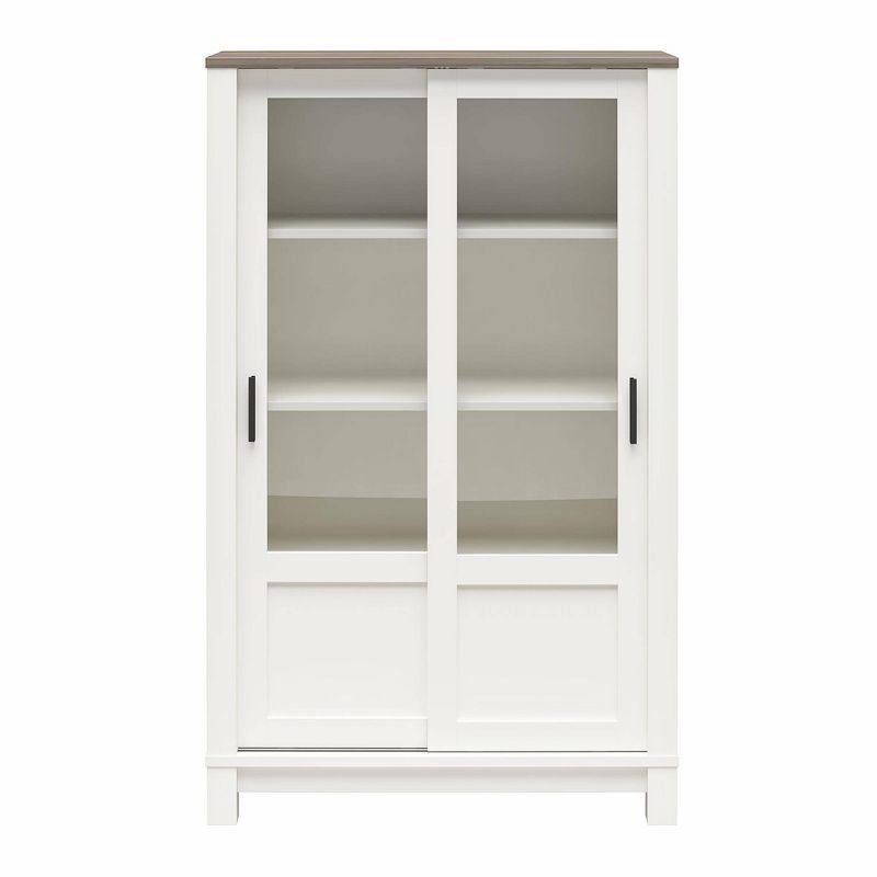 51.2&#34; Sandlin Rustic Bookcase Cabinet with Sliding Glass Doors White - Room &#38; Joy, 5 of 12