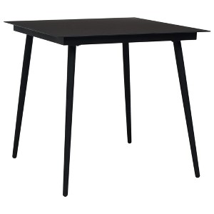 vidaXL Patio Dining Table Black 31.5 inches x31.5 inches x29.1 inches  Steel and Glass - 1 of 4