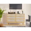 Rattan 6 Different Drawer Dresser for Bedroom,Natural Modern Closet Dresser with Wooden Handles and Wooden Legs - 3 of 4